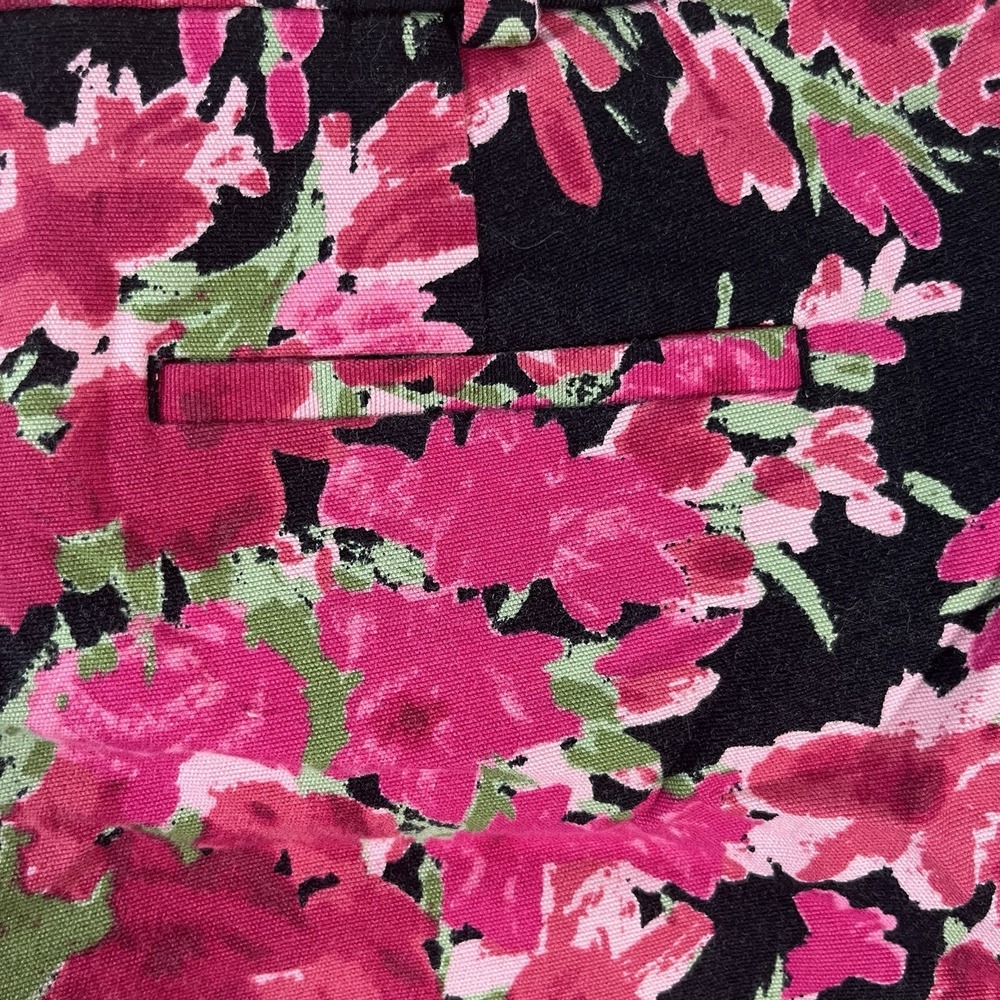 Talbots Ankle Pants Womens‎ Heritage Size 6 Curvy Black Floral Denim Pink Black - Picture 8 of 12